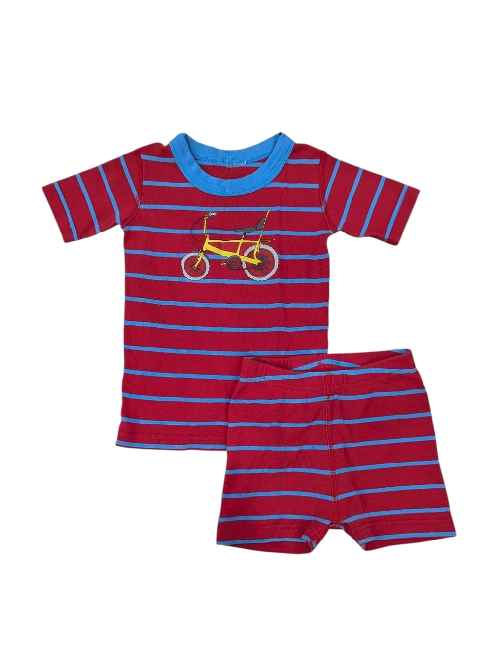 Hanna Andersson Kids Red Blue Stripes Bicycle Cotton Short Pajamas Size 100 4